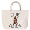 Beach Bag - PLANETEE - "C'est La Vie" Bear - Rope Handle - Large Size - Cotton