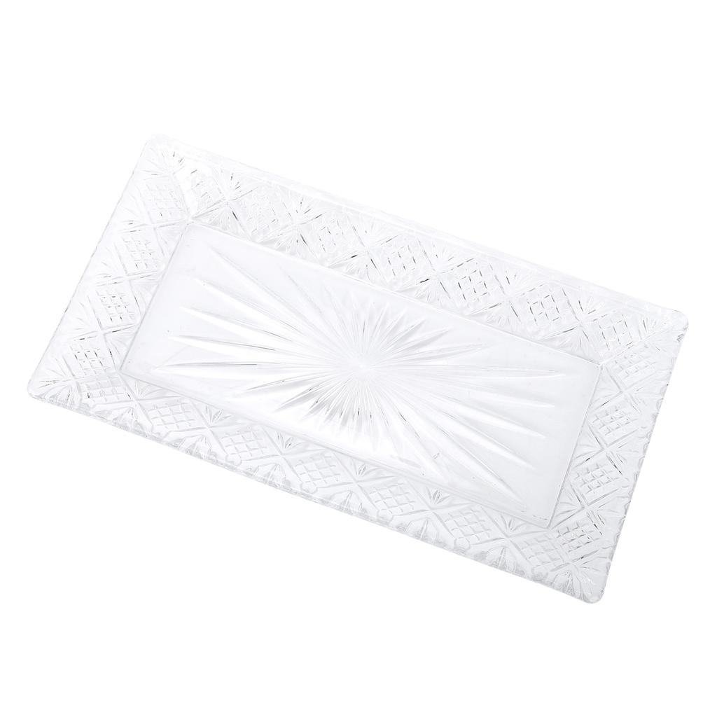 Serving Tray Rectangle Glass Platter Elegant Ample Capacity Stable Pattern Serving Dish for Dinner P