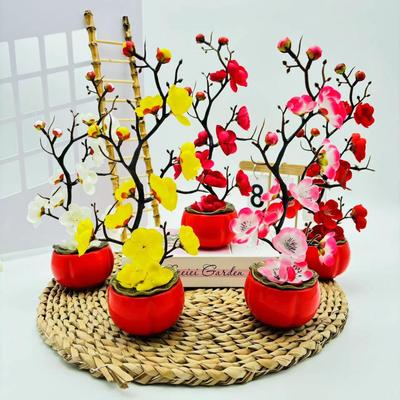 Wintersüße Kaki-Bonsai: Künstliche Blumen im chinesischen Stil für Zuhause