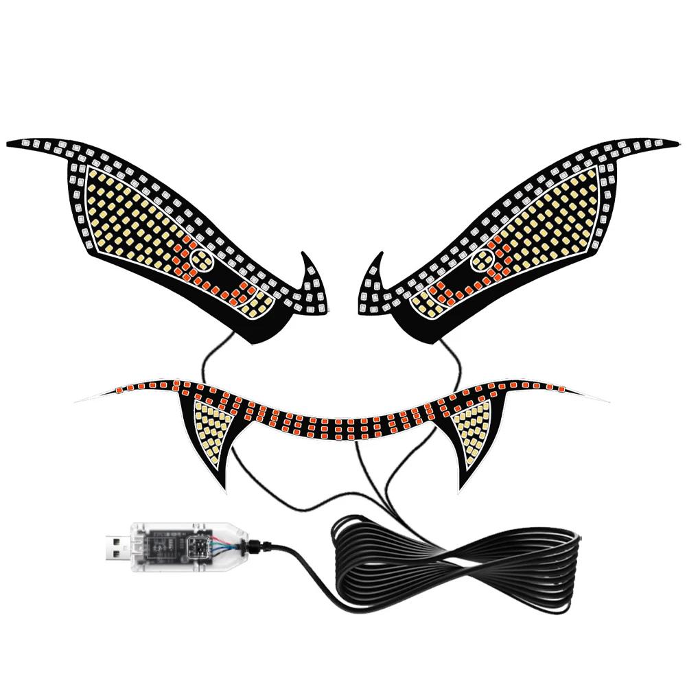 

1Pc Devil s Eye Car Rear Window LED Decor Light Atmosphere Warning Light USB Plug&Play Decoration Accessory Mulit Lighting Modes