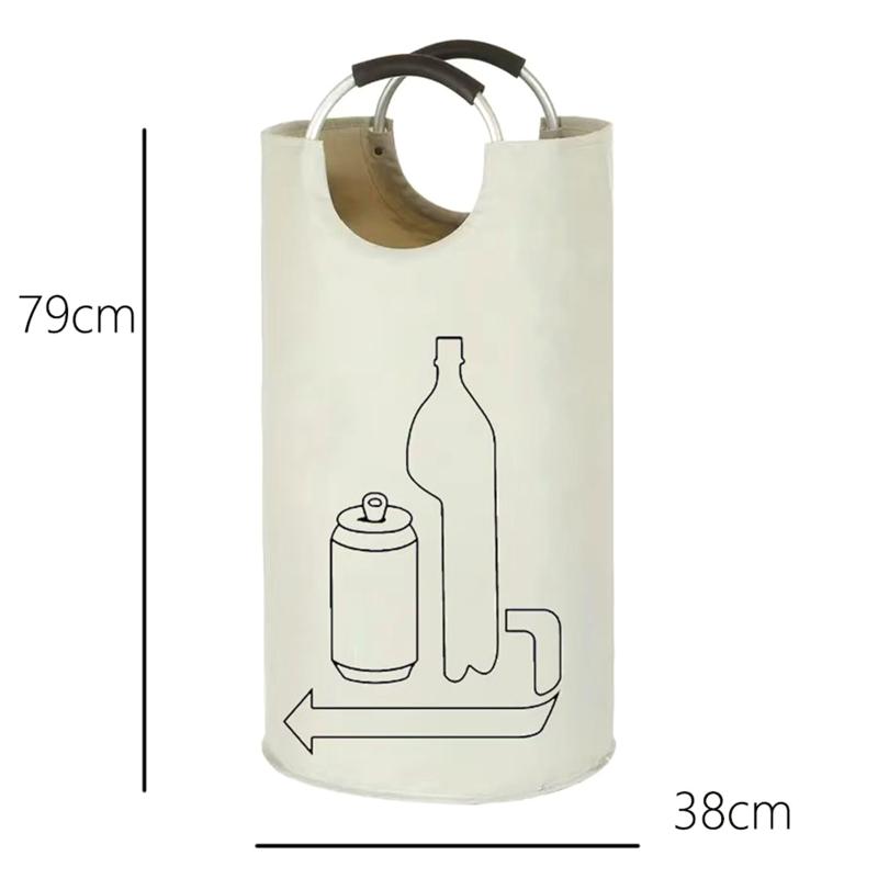 

New Large Capacity Empty Bottle Storage Basket With Aluminum Handle 90L Wastewater Bottle Collector Bag Folding Recycling Bin 1P бежевий
