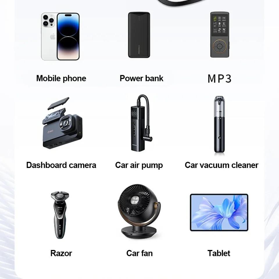 120W Car Charger Splitter Multi Ports PD30W QC3.0 Cigarette Lighter Adapter Car Cigarette Lighter Socket Splitter with Voltage