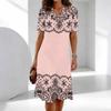 Moda Donna Grazioso Bellissimo Stampa Fiori e Erba Estate Primavera Manica Corta Girocollo Abiti Casual