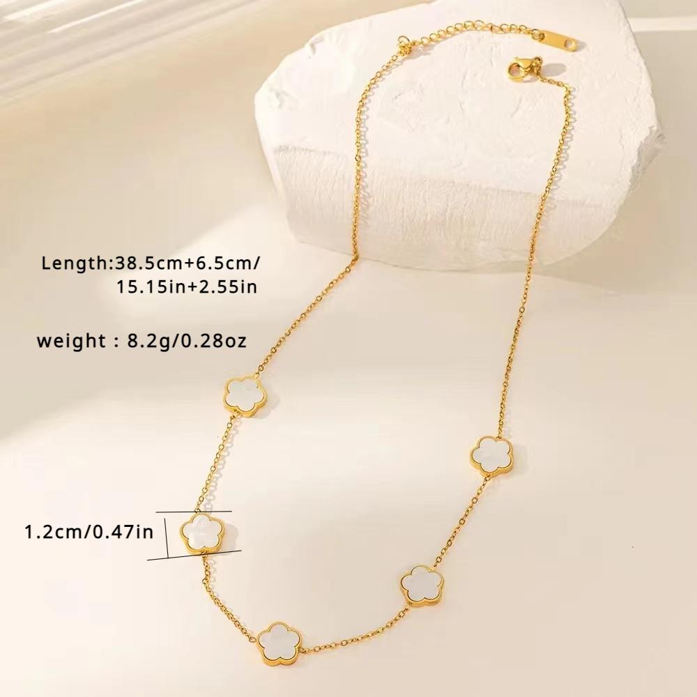 1 Stycke Mode Klassisk Lyckobringande Fyrklöver Fem Blommor Halsband Nyckelbenskedja Tröjkedja Lämplig för alla tillfällen