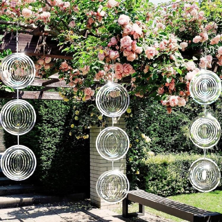 Spaventapasseri Riflettente 3D Acciaio Inossidabile Rotante Decorazione da Giardino Alimentato a Vento Spinner da Esterno Per Difesa Orto