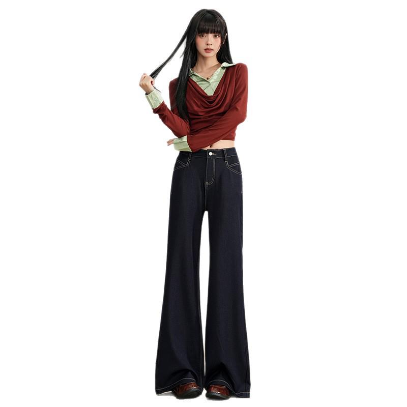 Winter 2025 American Retro High Waist Wide-Leg Women's Jeans