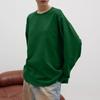 260g Pure Cotton Solid Colour Long Sleeve T-Shirt Women Loose Casual Round Neck Top