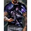 Men's 3D Unicorn & Glowing Stars T-Shirt - Full-Body Black & Golden Print, S