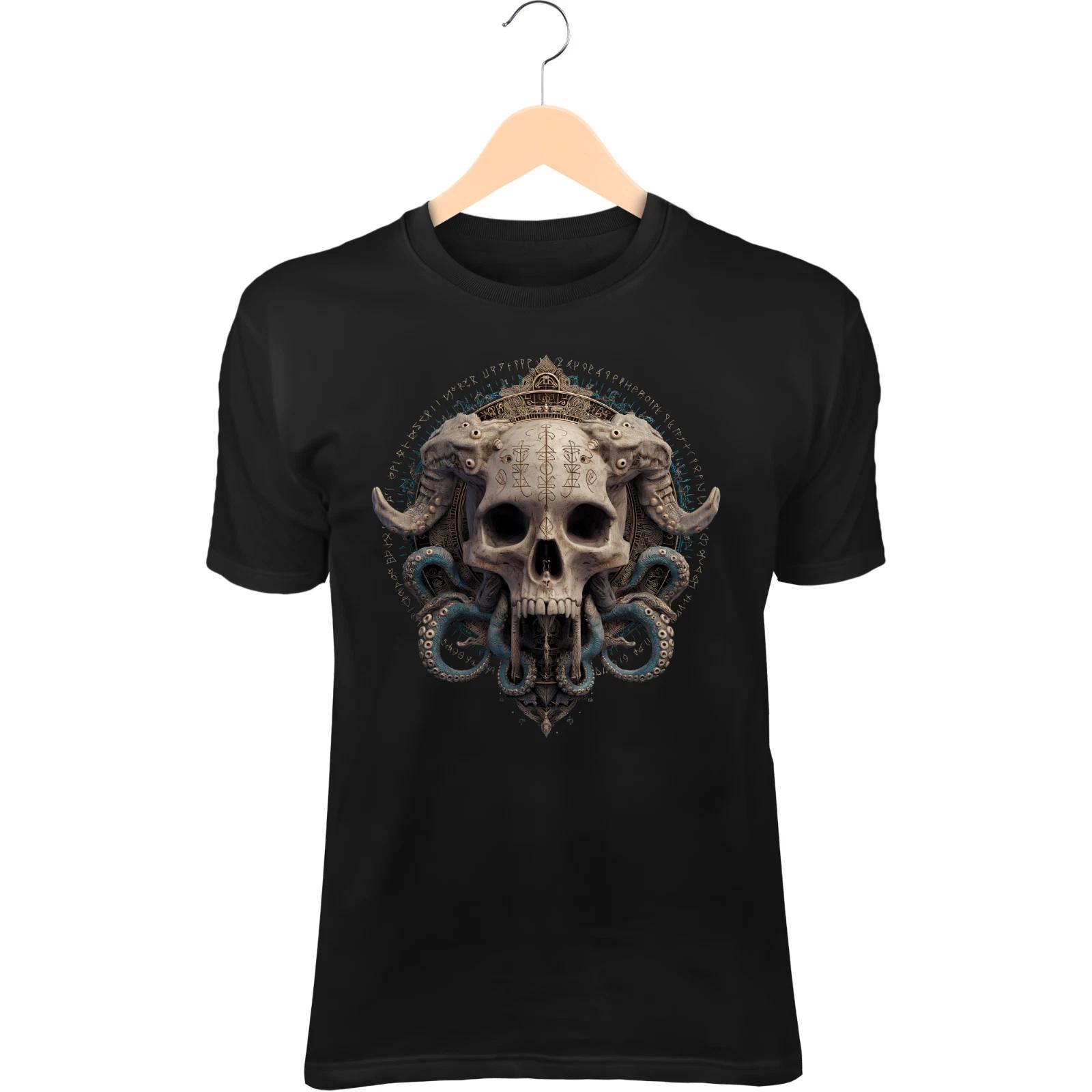 Octopus Skull IIII T-Shirt – Arcane Symbols, Bone Runes, Tentacle Horror Art L