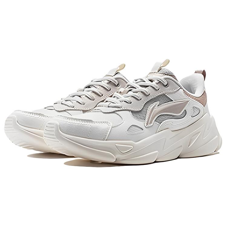 New LiNing Stream Fireflies Abrasion Resistant Low Top Casual Shoes Women's White Gray