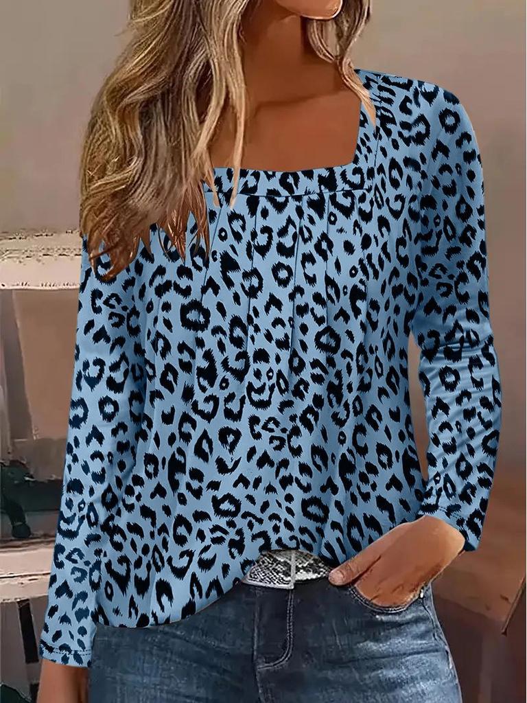 2024 European & American Leopard Print Casual Long Sleeve for Autumn/Winter