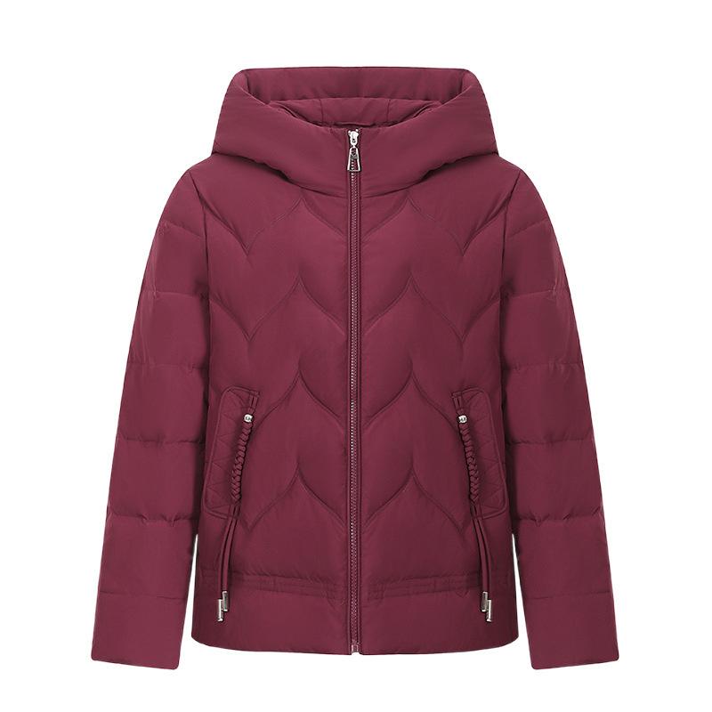 New Plus-size Hooded Down Jacket Female Short Winter Loose White Duck Down Jacket for Middle-aged and Elderly Grandma.