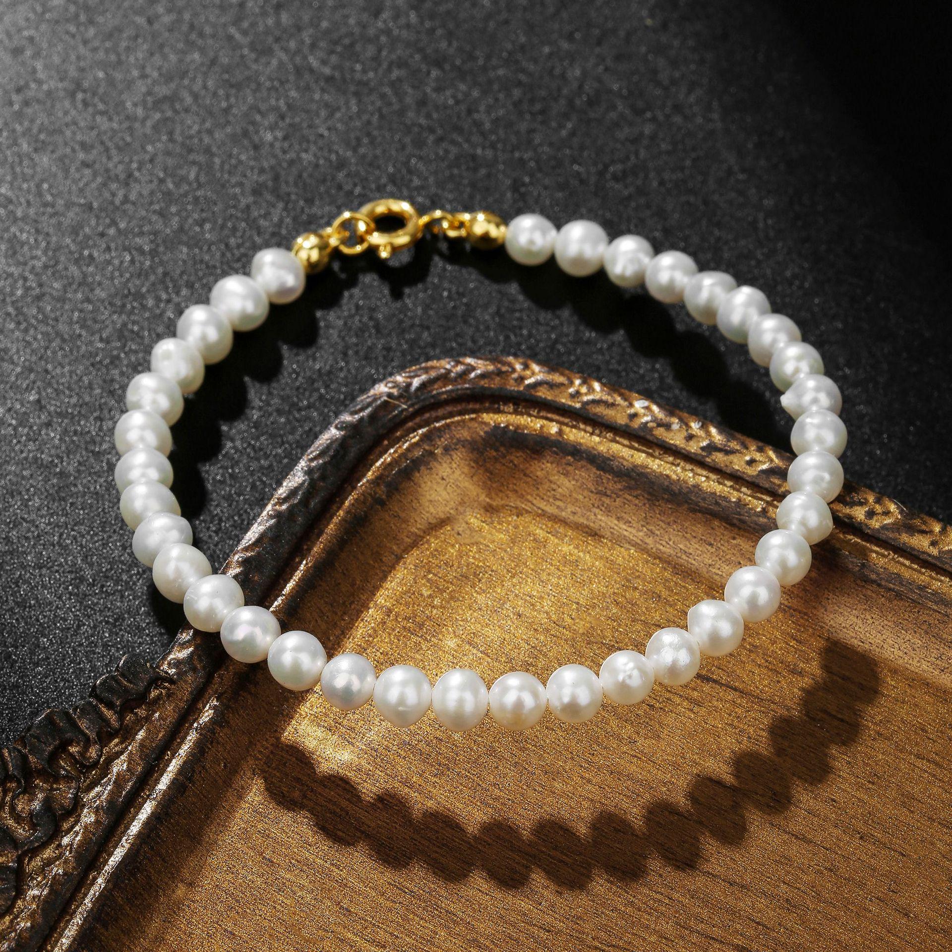 

Винтажный французский высококачественный набор браслет и колье из натурального пресноводного жемчуга - Настоящие жемчужные украшения для женщин