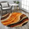 Abstract Wave Pattern Round Rug Flannel Soft Non Slip Floor Mat for Living Room Bedroom Modern Decor Home Accent Carpet Area Rug