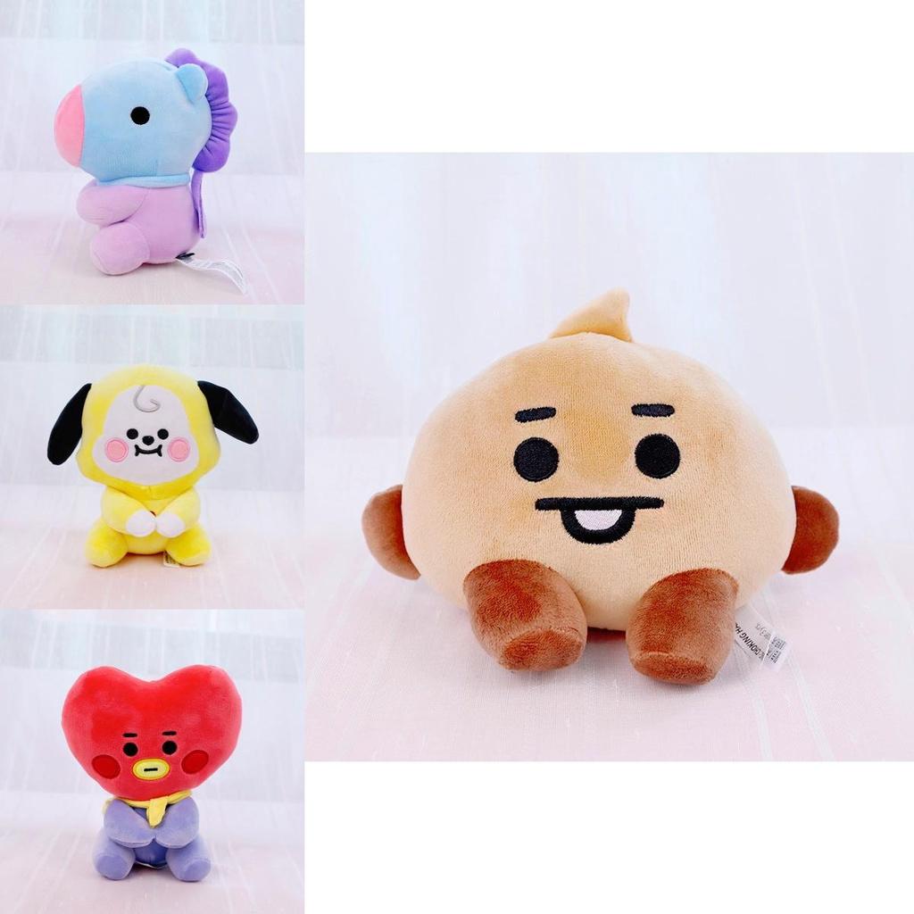 Adorable Kpop Bts Bt21 Seated Doll Plush Toy Collection Featuring Tata Cooky Chimmy Koya Shooky Mang