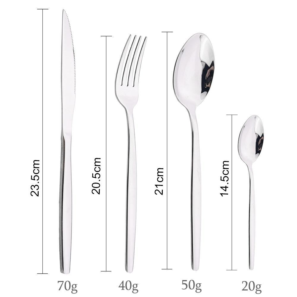 4pcs High-quality Mirror Dinnerware Set Silver Stainless Steel Tableware Set Reusable Knife Fork Spoon Dining Table Utensils