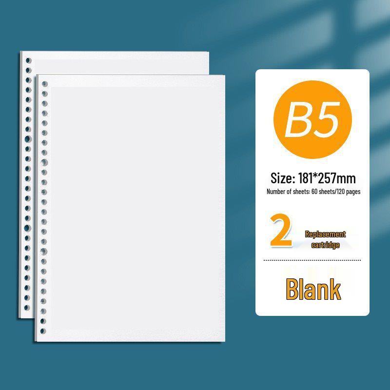B5 Loose-Leaf Notebook Refill with 26-Hole and A5 Detachable Loose-Leaf Paper, 20-Hole Horizontal Line Grid for Exam Prep.