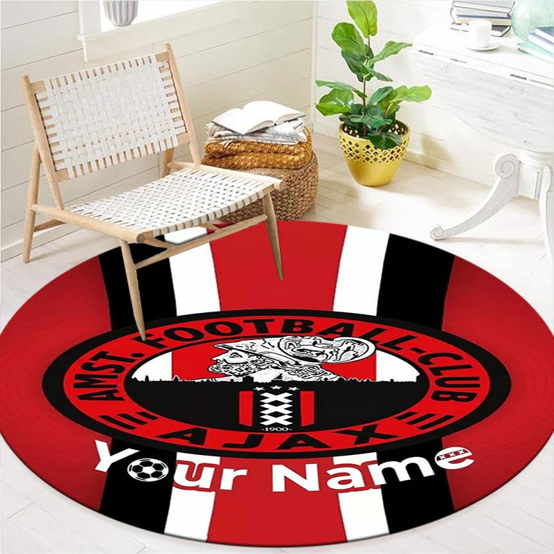 Ajax Fan Gear Custom Name Round Area Rug Carpet Rug For Living Room Bedroom Sofa Playroom Decor Nonslip Floor Mat