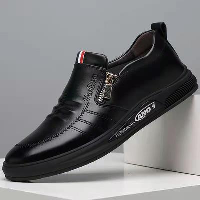 Męskie Buty Casualowe Skórzane Buty Moda Jesień Płaskie Mokasyny Wsuwane Miękka Podeszwa Męskie Sneakersy Wygodne Buty Biznesowe