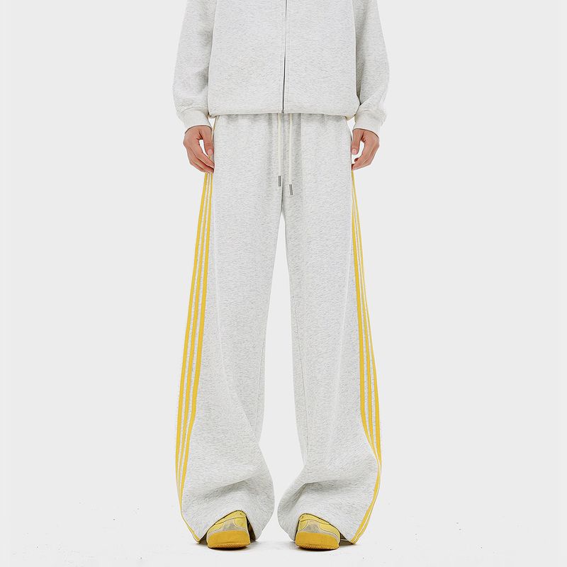 51 Hip-Hop Men's Thick Fleece Pants Winter American Style Trendy Brand Lazy Style Three-Stripe Loose Straight-Leg Sports Trousers