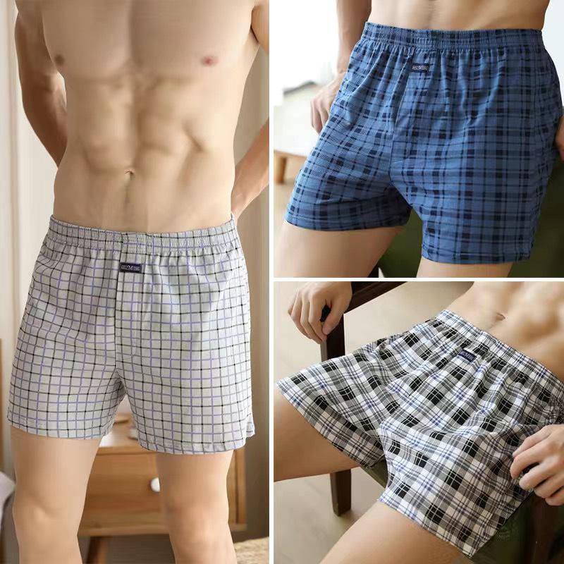 Men's High Waist Cotton Boxer Shorts - Loose Fit Sleep & Home Pants, Plus Size, Lightweight Four-Corner Design