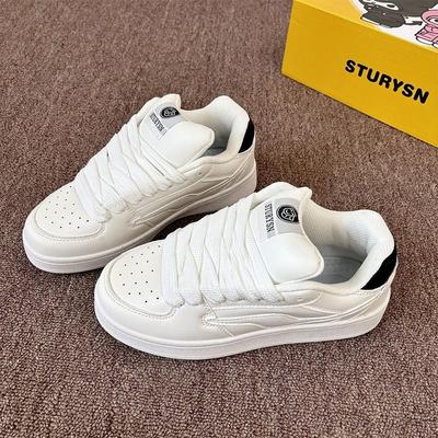 Niche Versatile Bread Shoes Original Platform White Shoes Women's Fashion Trend 2025 Spring New Sports and Leisure Board Shoes