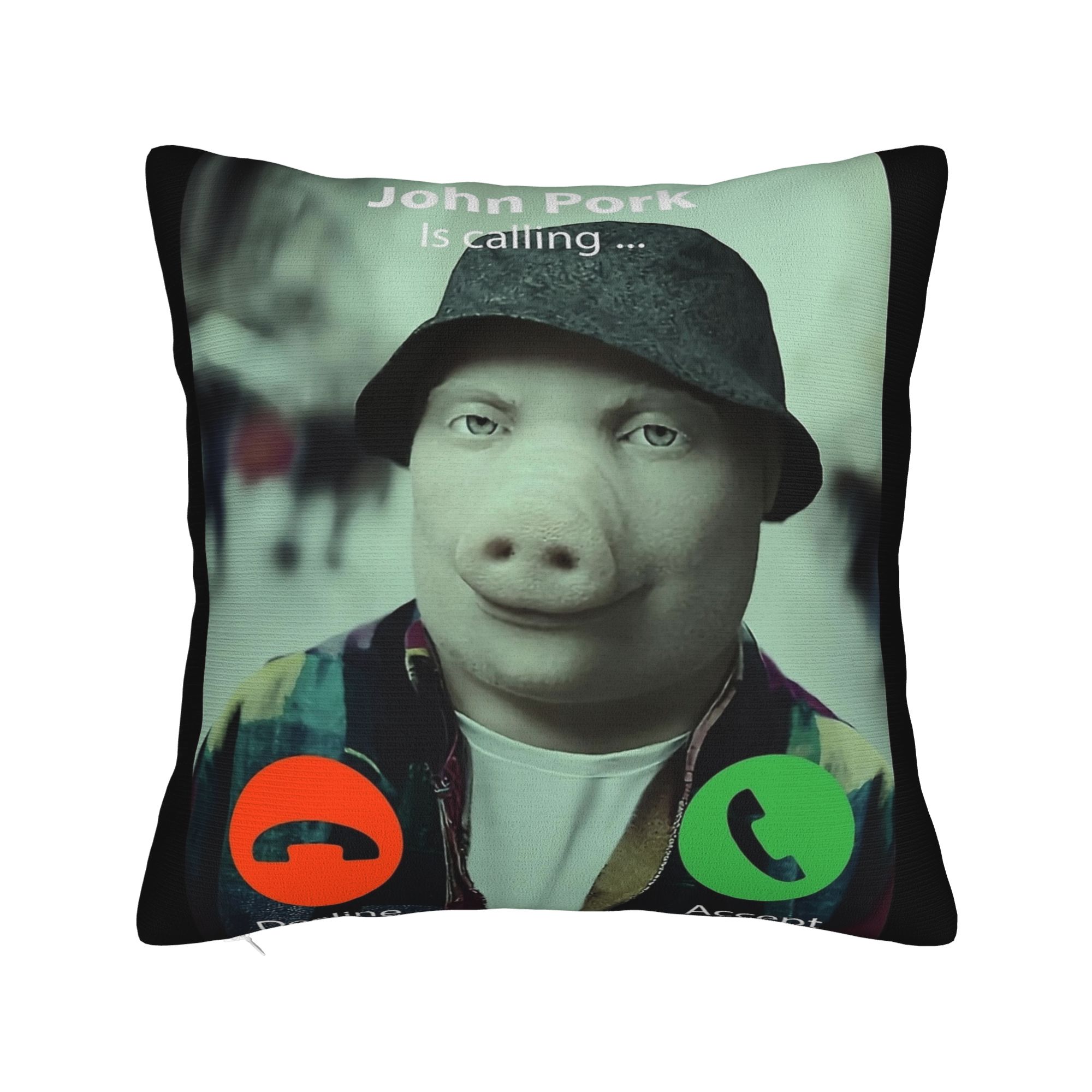 

John Pork Is Calling Pillow Cover Design Cushion Cover Funny Pillow Case For Sofa Bedroom Home Decor 12x12Inch
