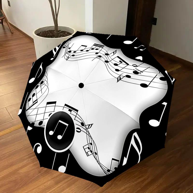 1PC Music Notes Umbrella-8-Rib Reinforced, Automatic Open, Lightweight & Durable, Cute Fashion Accessory for Outdoor-W172