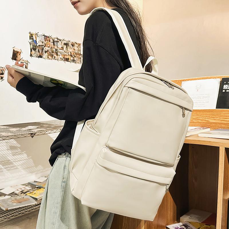 Women's Backpack Men's Large Capacity PU Computer Backpack Junior Senior High School Student Schoolbag