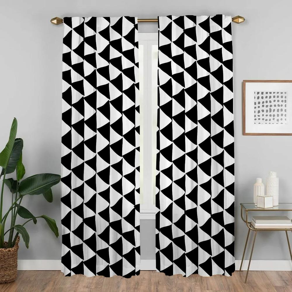 Black White Kitchen Curtains Living Room Curtain Halloween Decoration Partition Blinds Shades Home Interior Made Of Polyester Great Decor