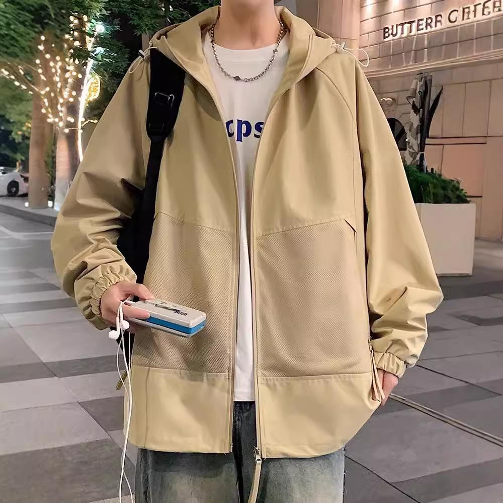 Black Charge Jacket for Men's Spring and Autumn New Loose Large Size Fat Man's Clothes Handsome Clip