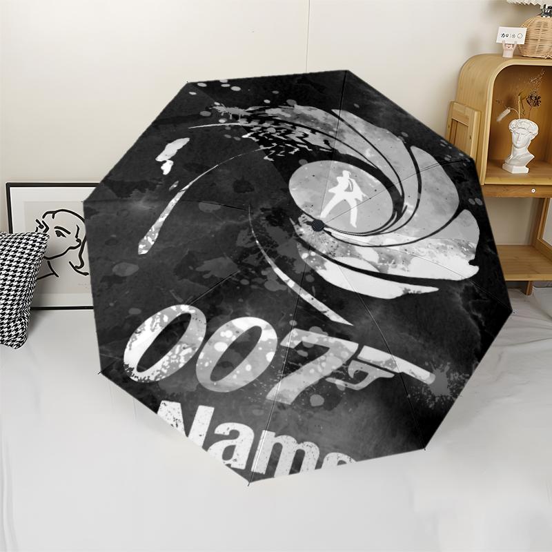 Custom Name 007 James Bond Theme Automatic Umbrella, Lightweight & Portable, 8 Rib, Perfect for Outdoor Travel, Birthdays, Christmas, Gifts.