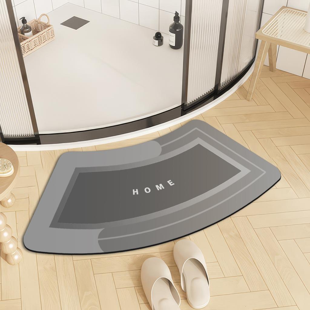 Home bathroom anti-slip floor mat shower room door absorbent mat diatom mud foot mat simple fan-shaped door mat