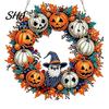 Auffälliges Design Ornament Herbstkürbis Sonnenblumenkranz Hängedekoration, Acryl Handbemalt Weihnachtsbaum Fensterornament, Thanksgiving Halloween