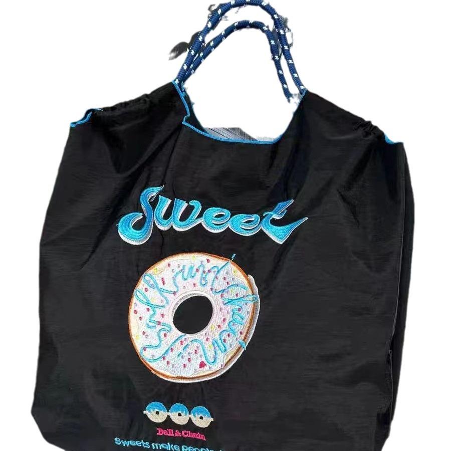 Chinesische Marke Bestickter Schwarzer Oxford-Stoff Shopper - Großes Fassungsvermögen, Vielseitige Nylon-Handtasche