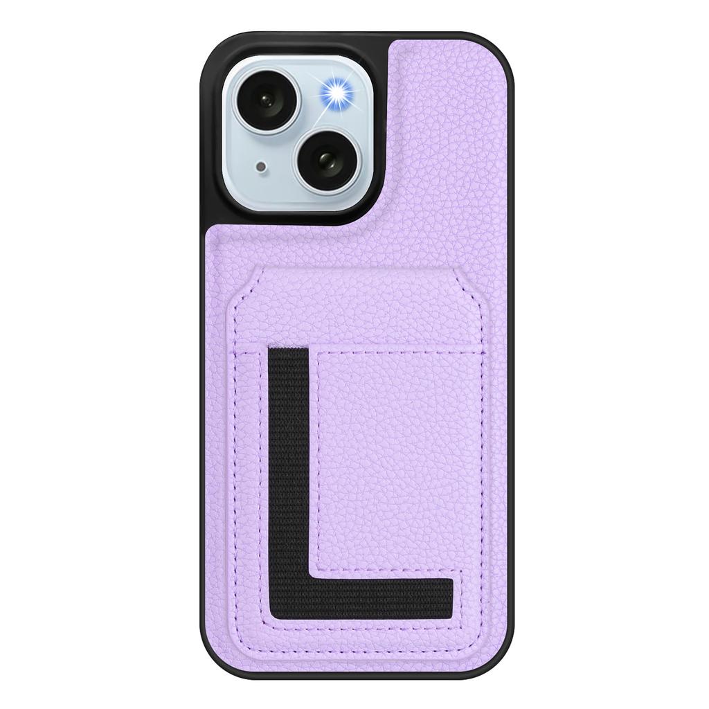 For iPhone 15 Plus Magnetic Case TPU+PU Leather Phone Back Cover with Detachable Card Holder