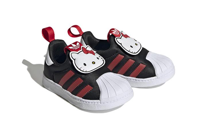 Hello Kitty x Adidas Originals SUPERSTAR 360 Abrasion Resistant Low top Baby & Toddler Shoes Black White Red HQ4091