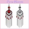 Vintage Geometric Alloy Drop Earrings With Embellished Gems For Womens Casual Wear