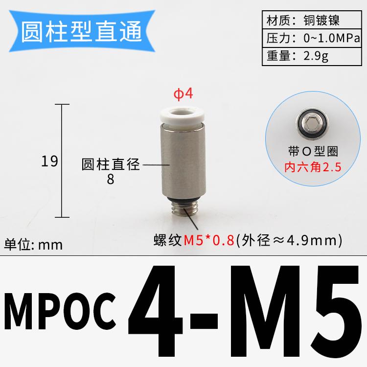PC M3/4/5/6/8 1/8" 1/4" 3/8" BSP X 3 4 6 8 10mm Tube Brass Pneumatic Air Fittings Push In Connector For Air Compressor Cylinder
