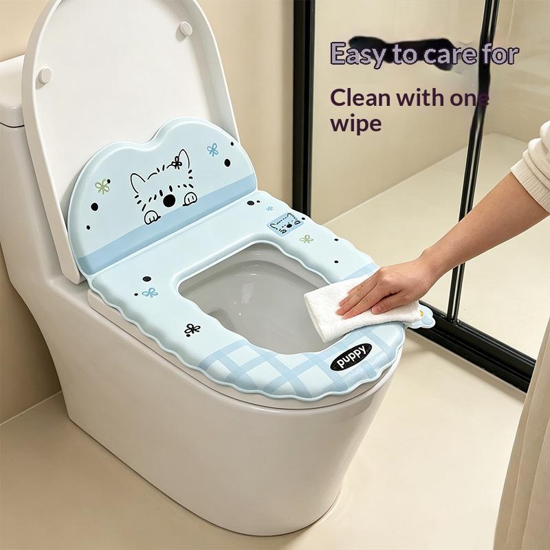 Cartoon Toilet Seat Protector With Backrest Non-Slip Waterproof Toilet Seat Cover Soft Reusable Toilet Seat Cushion Bathroom