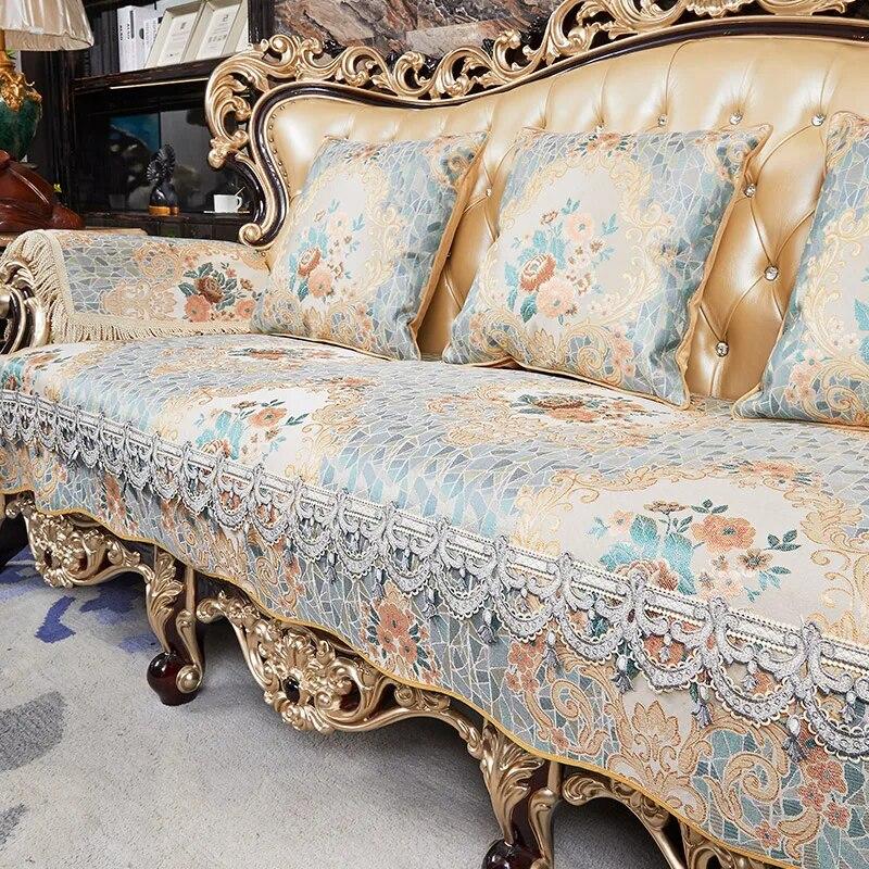 Evropský luxusní povlak na pohovku Vintage výšivka Potah na americký gauč Polštář do obývacího pokoje Ochranný povlak na polštář
