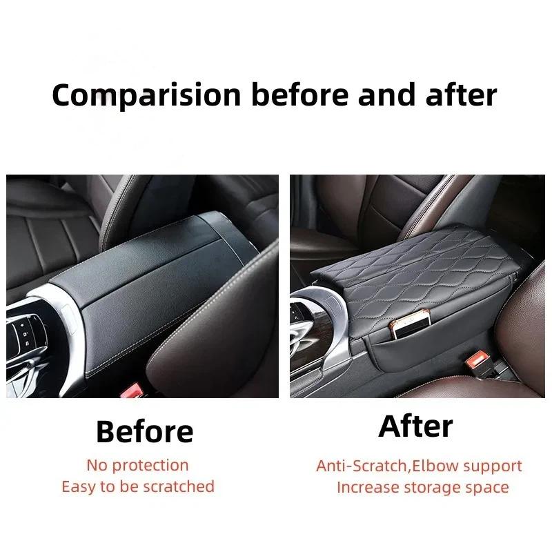 Car Armrest Cover Pad For Mercedes Benz GLC X253 2016- EQC - Leather Anti-Scratch Center Console Cover Cushion