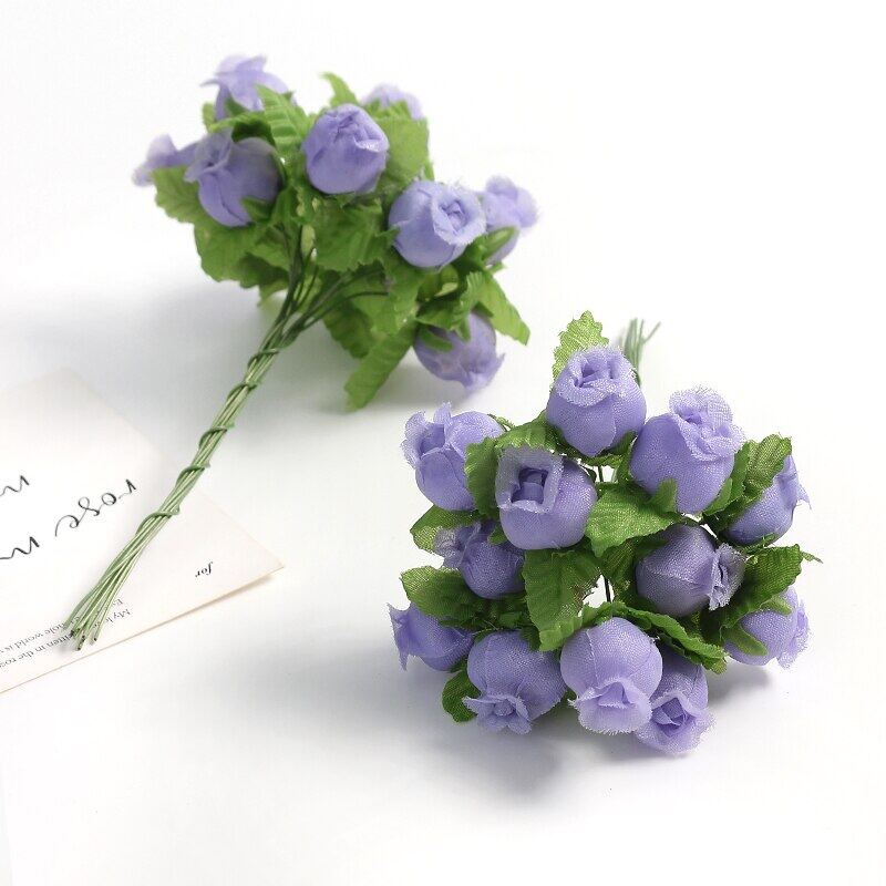 12/36/72/144PCS Rose Artificial Flowers Bouquet Fake Flowers for Home Decor Christmas Party Wedding Decoration Wreath Accessory