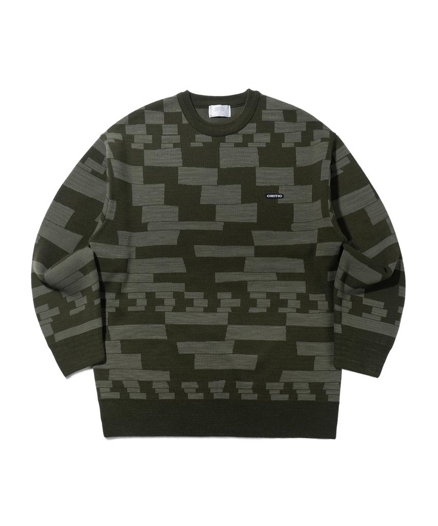 CRITIC Check Board Pattern Knit Khaki