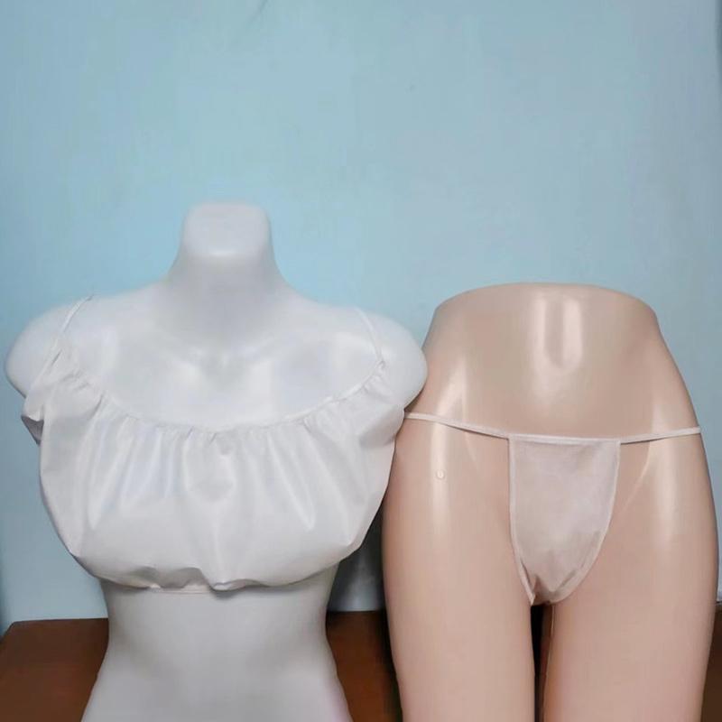 Plus Size Disposable Underwear Set for Salon, Massage & Spa: Thickened Breathable Triangle Panties & Bandeau Bra