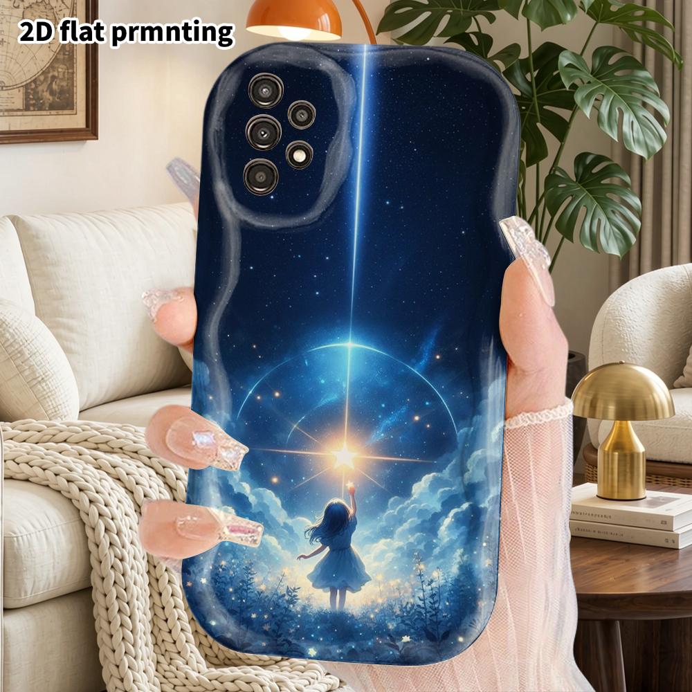 Phone Case: 2D Flat Samsung Galaxy A34 A35 M05 M06 S20 S22 S21 FE Plus 5G Protective Case, Couple Style, Star-Picking Girl, Christmas and Halloween Gi
