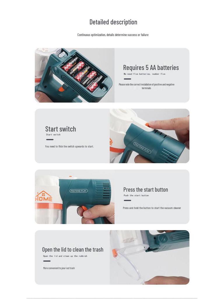 Cross-border Kids' Electric Vacuum Cleaner Toy Role-Playing Cleaning Set