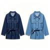Womens Denim Jacket Turn-down Collar Loose Fit Street Style Short Coat