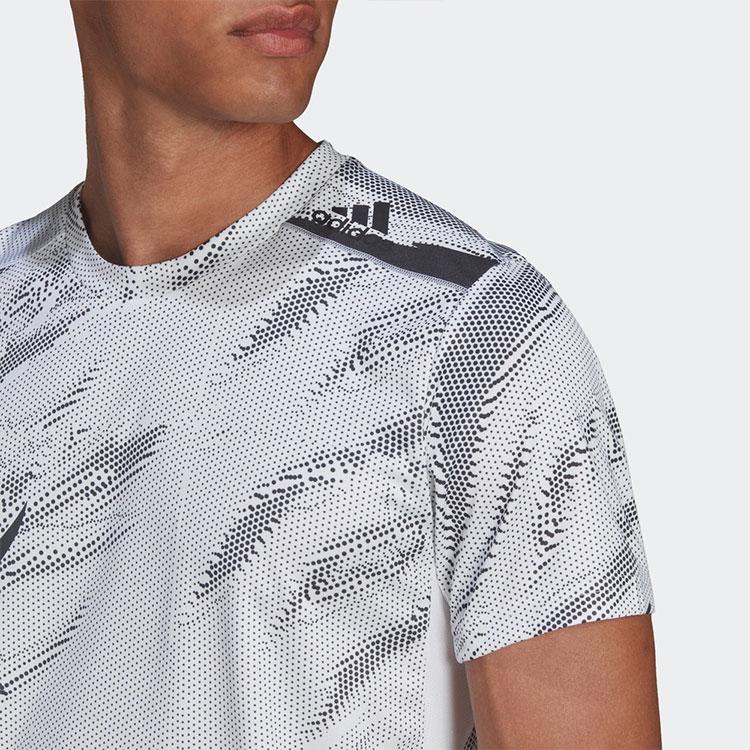 Adidas Tréninkové sportovní potištěné tričko s kulatým výstřihem a krátkým rukávem Pánské topy Bílá HB9174