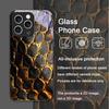 Art Black Golden Scale Texture Printed Pattern Tempered Glass Phone Case for iPhone 17 16 Pro Max 15 13 12 Mini 11 14 Plus Cover